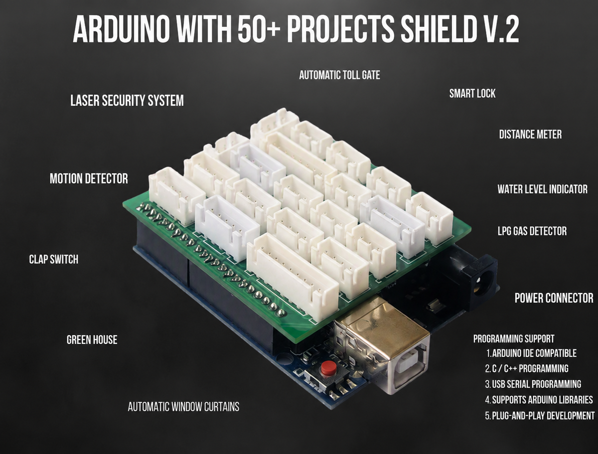 Arduino with 25+ Projects Shield V.2